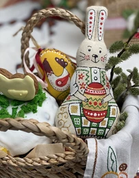 Easter Doe Hare with an Easter Egg