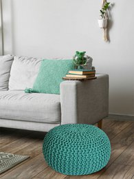 Knitted stool pouf Ø 45 H 30 cm cm seat pouf knitted floor cushion