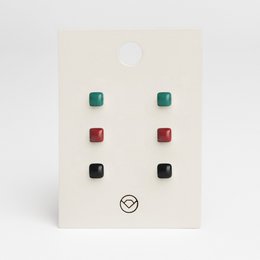 Set di 3 orecchini con pietra • Vetro riciclato e acciaio inossidabile • 20 colori