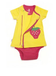 Kleid mit Reißverschluss und Erdbeerapplikationen