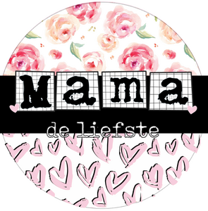 Button mirror 56mm with text '' Mama de dearest ''.