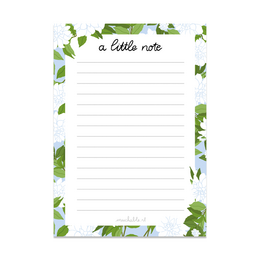 Notesblok - Notesblok hvide blomster blå - blomster