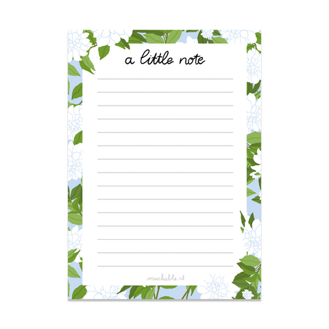 Notepad - Notepad white flowers blue - flowers