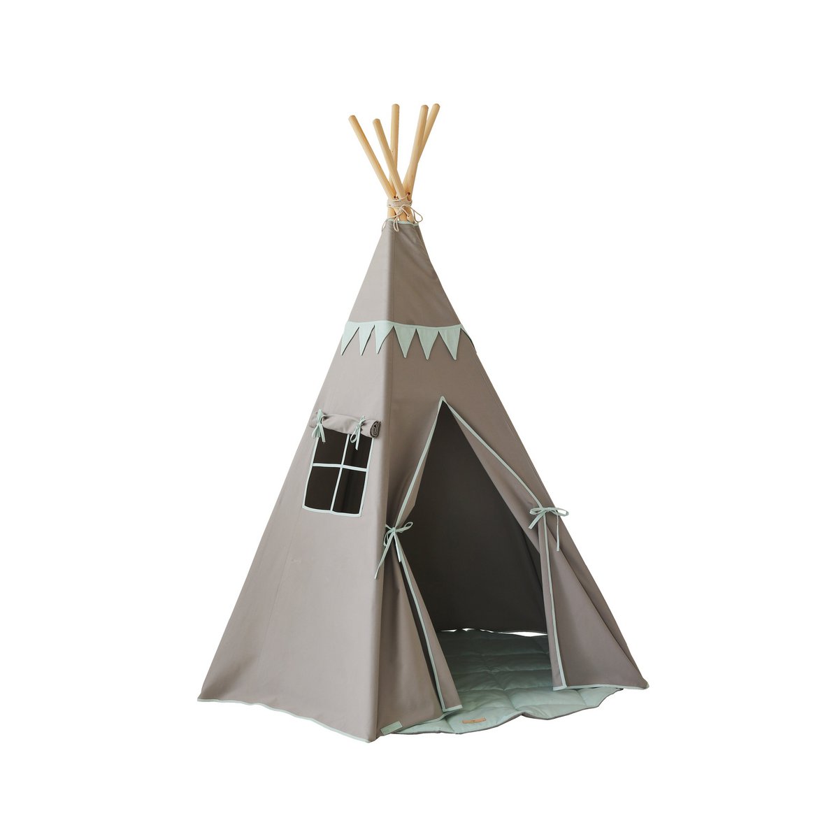 Teepee "Mint Love" con ghirlanda e set tappetino