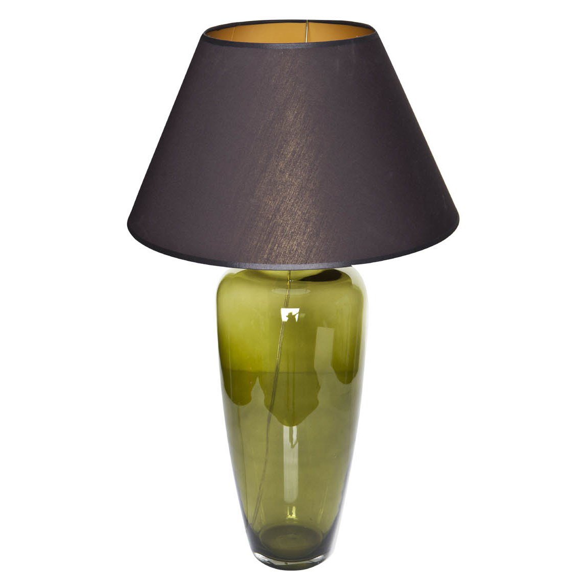Lampada da tavolo Verde vetro stretto con paralume nero