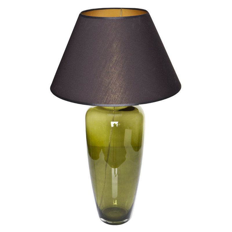 Tischlampe Glas grün schmal mit Lampenschirm schwarz