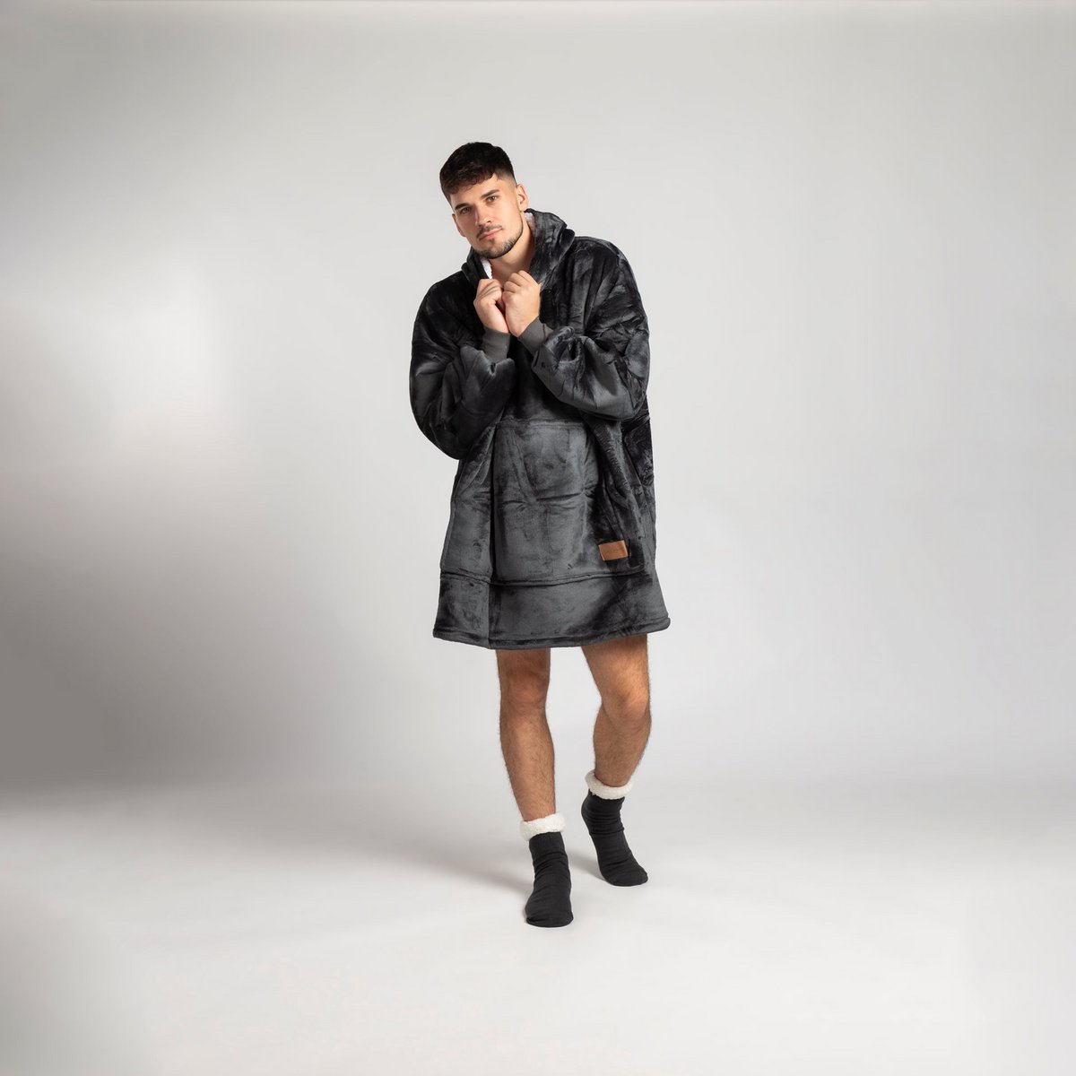 Vitapur - Couverture à capuche + chaussettes - Gris