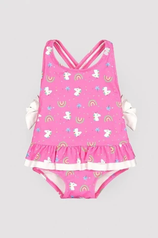 Baby Girl One-Piece Swimsuit, Pink Rainbow