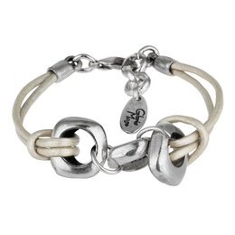 Dimas zilveren leren armband zilver leer