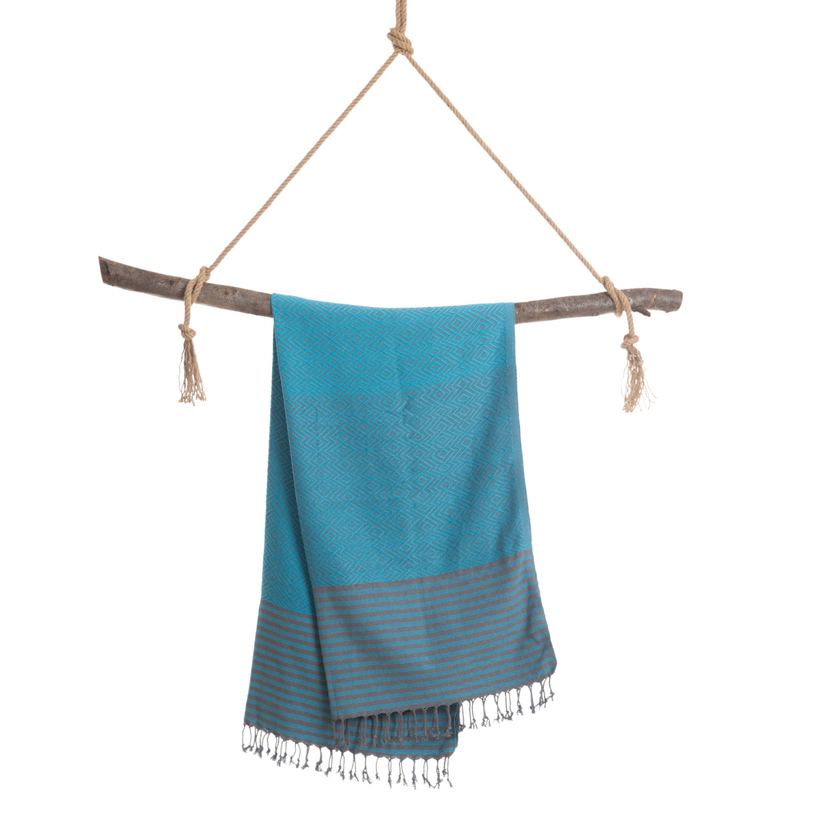 Toalla de piscina SAHARA Hammam de algodón – Sin arena y compacta – Turquesa - 180x100 cm