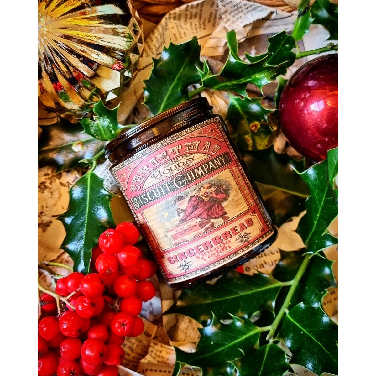 Gingerbread Christmas Candle Vintage Vegan