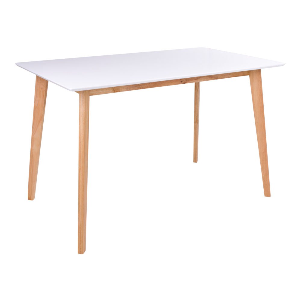 Vojens Eettafel - wit, natuurlijke houten poten, 70x120x75cm