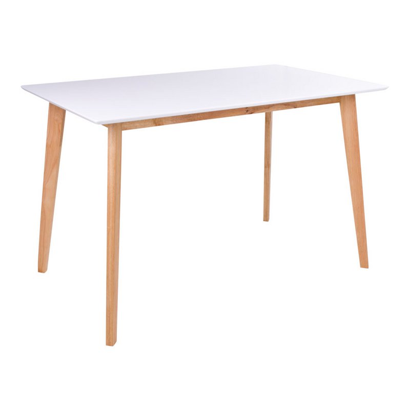 Tavolo da pranzo Vojens - bianco, gambe in legno naturale, 70x120x75 cm