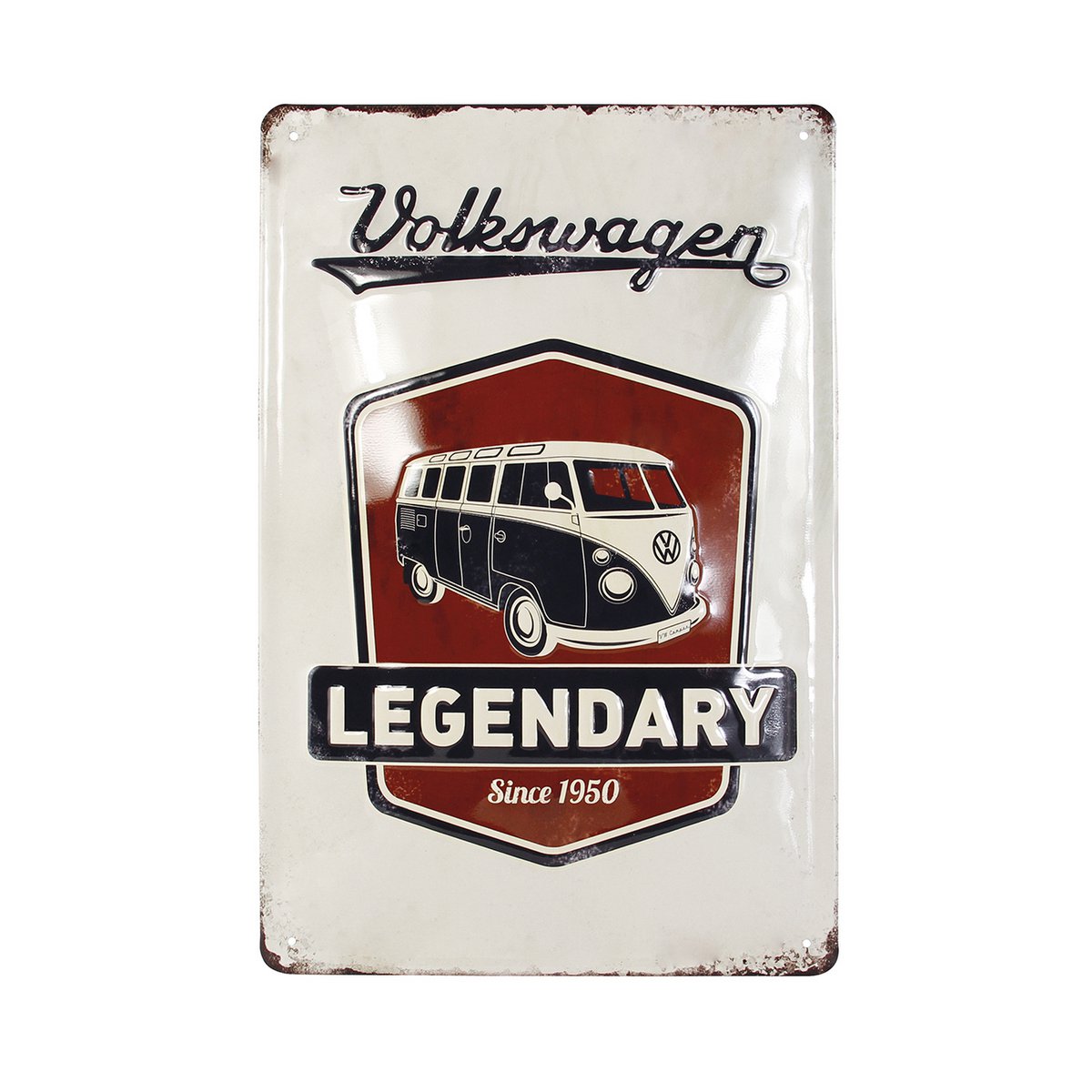 Volkswagen VW T1 Bus Cartel Metálico 20x30cm - Legendario/Rojo