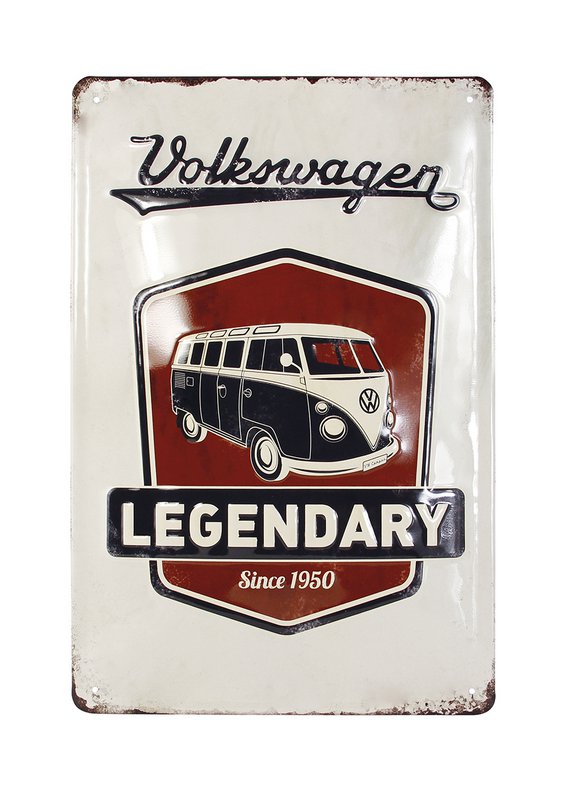 Volkswagen VW T1 Bus Blechschild 20x30cm - Legendary/Rot