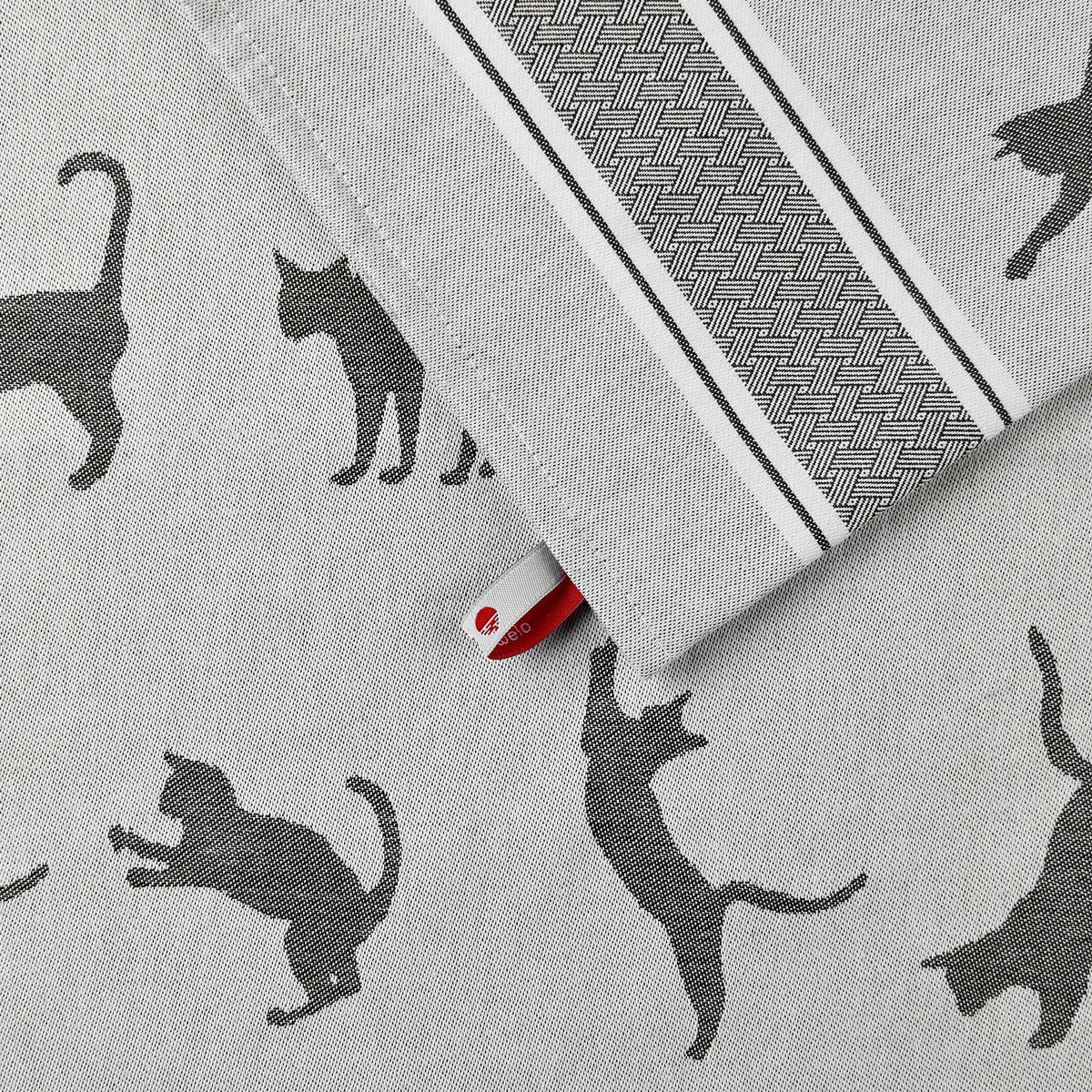 Keukenhanddoek Mini Kat Grijs Katoen