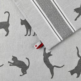 Keukenhanddoek Mini Kat Grijs Katoen