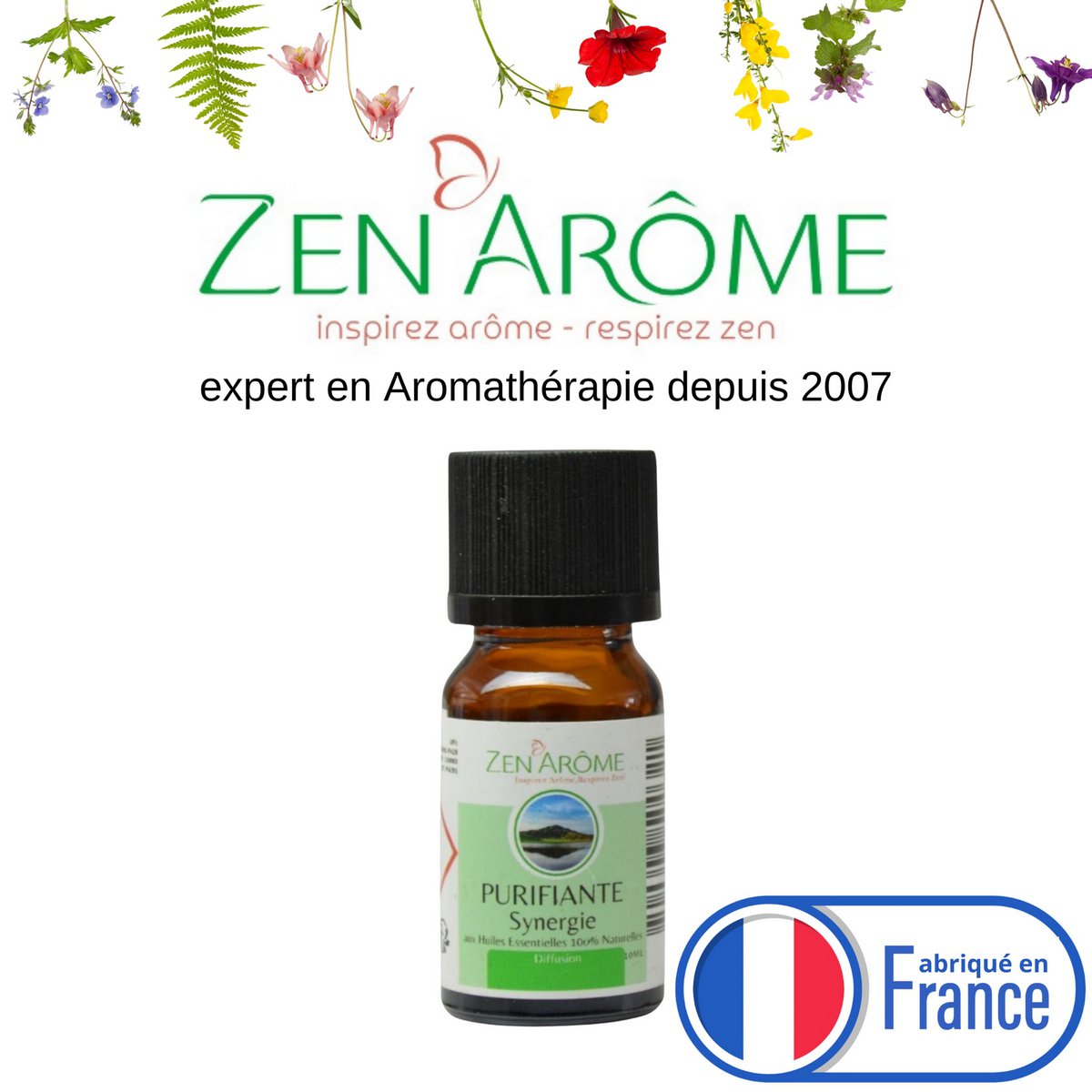 Synergie van etherische oliën - Zuiverend - 10 ml - Gebruik voor diffusie - Verpakt in Frankrijk