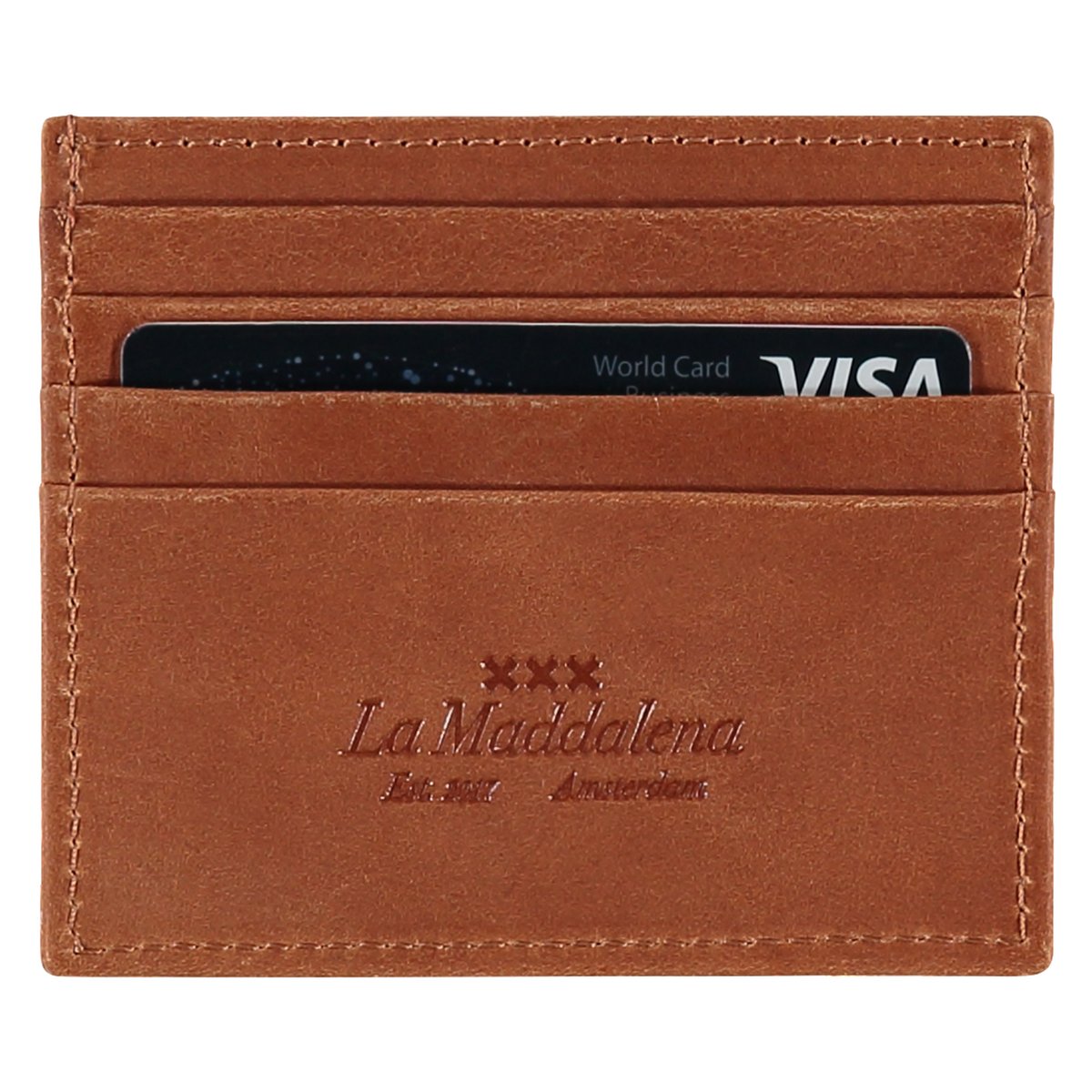 Porte-cartes en cuir - brun cognac
