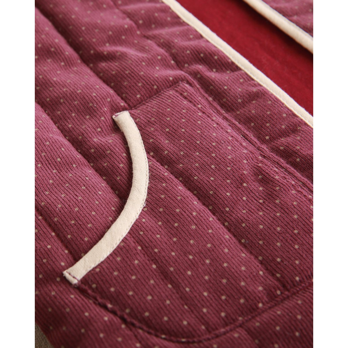 Purple corduroy vest for girls with beige polka dots P78-11604145