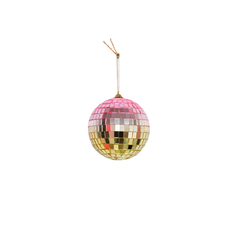 Kerstdecoratie - Kersthanger - Discobal - Foam - Roze/Goud - 10x10x10cm
