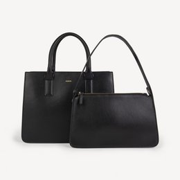 Borsa a mano in pelle di mela vegana - nera