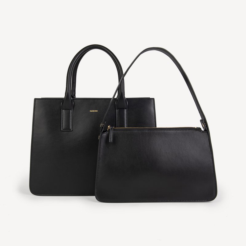 Borsa a mano in pelle di mela vegana - nera