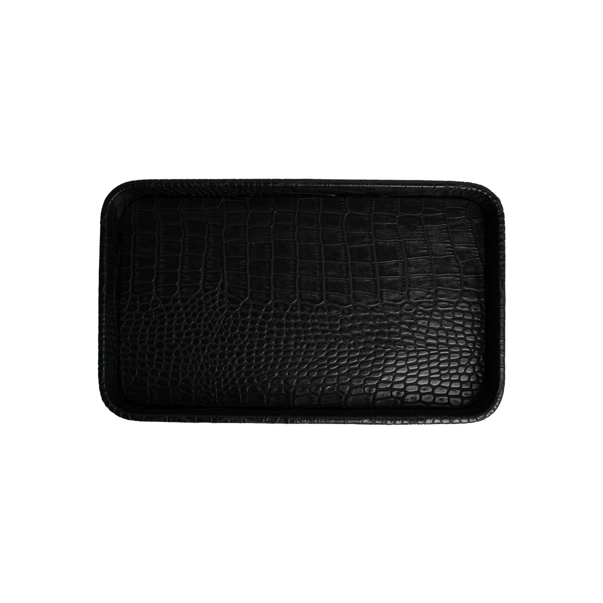 Comprimé bord rectangulaire arrondi hors du cuir synthétique kroko noir