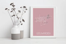 Leeuwarden Map poster Pink