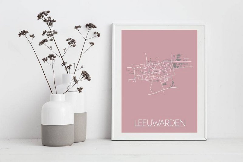 Leeuwarden Map poster Pink