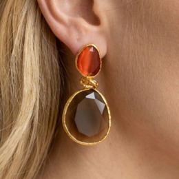 Earring: Twin Glow-Brown Red