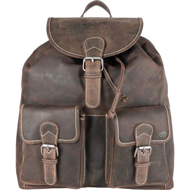Amplia mochila de cuero de búfalo marrón oscuro: mochila resistente y práctica con suficiente espacio de almacenamiento, ideal para uso diario y aventuras.