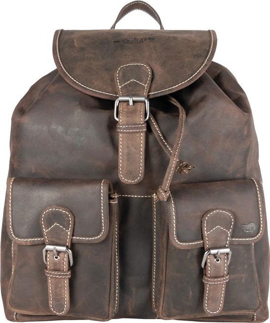 Geräumiger Rucksack aus dunkelbraunem Büffelleder - robuster und praktischer Rucksack mit ausreichender Stauraum, ideal für den täglichen Gebrauch und Abenteuer.