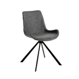 Swivel chair upholstered in fabric with black steel legs