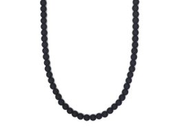 ketting Rantai Enam onyx (6mm), roestvrij staal