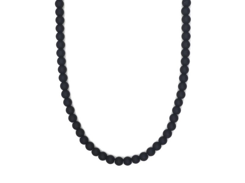 ketting Rantai Enam onyx (6mm), roestvrij staal
