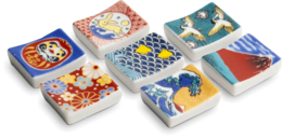 Edo Chopstick stones, Square mix van 7 designs, porcelain