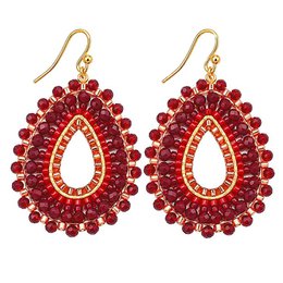 Boho oorbellen Arisa – rood bordeauxrood met verguld roestvrij staal