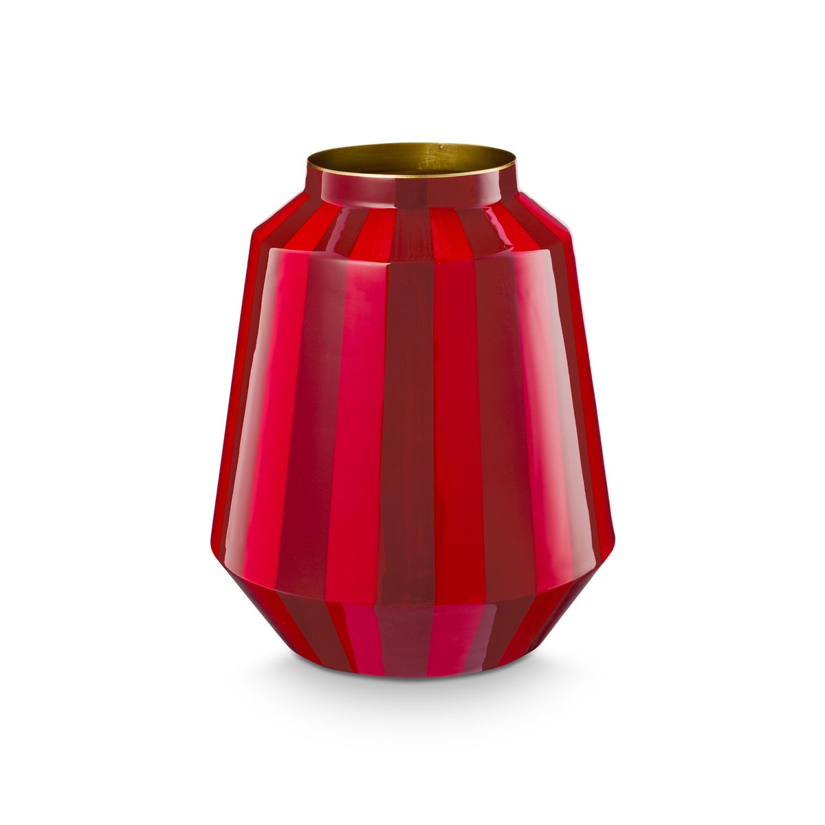 Vase Metal Stripes Dark Red 24x29cm