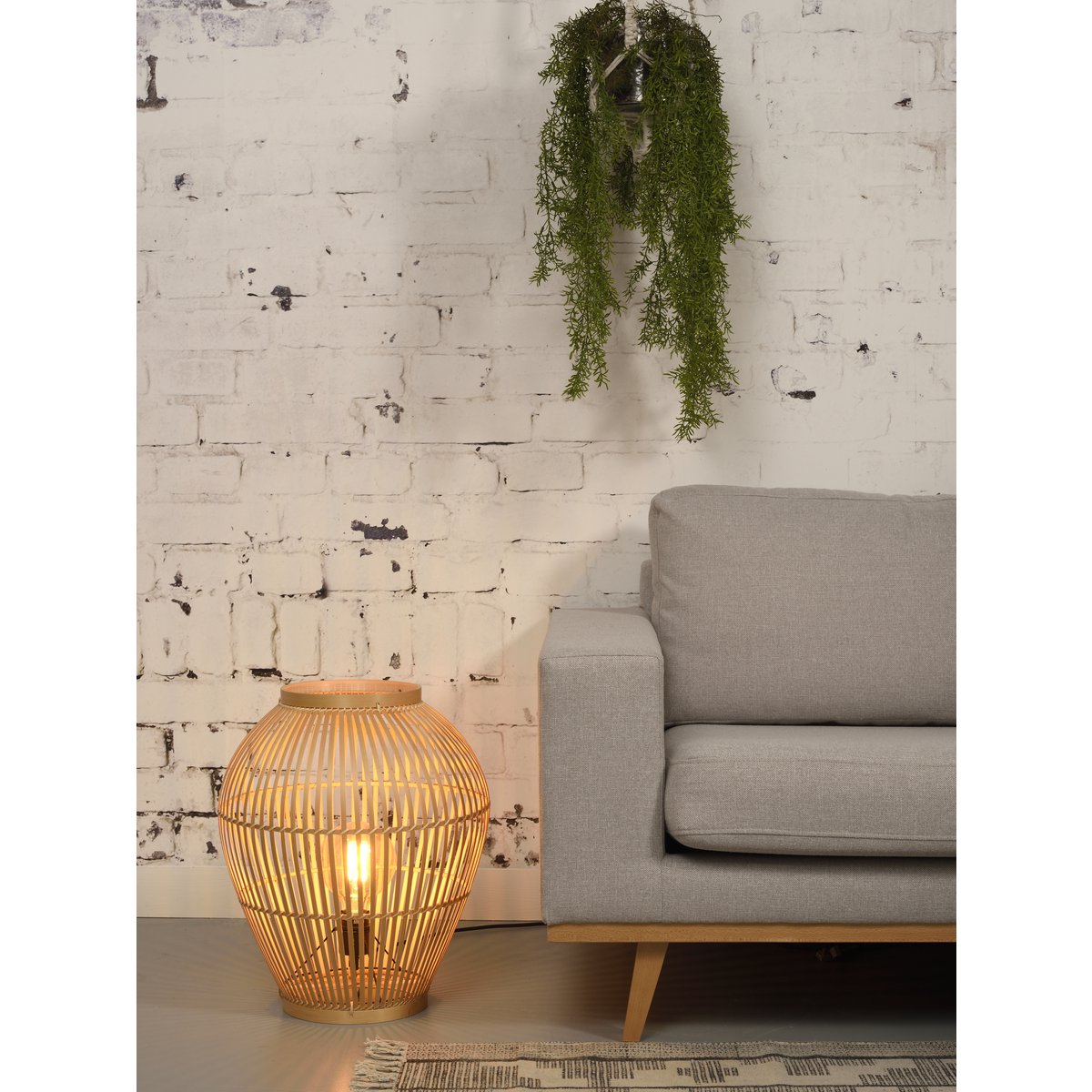 Vloerlamp Tuvalu bamboe naturel, S