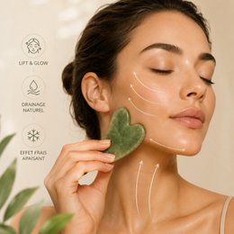 Juego de 11 + 1 gratis - Gua Sha de piedra de jade verde con tapa