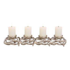 Candle holder Advent arrangement made of metal silver (W/H/D) 61x9x10cm