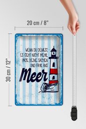 Blikskilt med teksten 20x30 cm Pak dine ting og gå til havets dekorative skilt