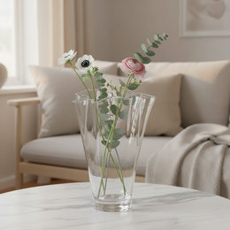 Vase glas bølget klart glas vase bord vase gennemskinnelig