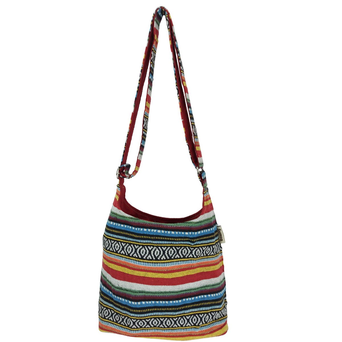 Sac hobo Sunsa. Pochette en coton tissé rayé. Sac à bandoulière pour femme/fille avec poignée réglable. Grand sac en tissu léger avec fermeture zippée.