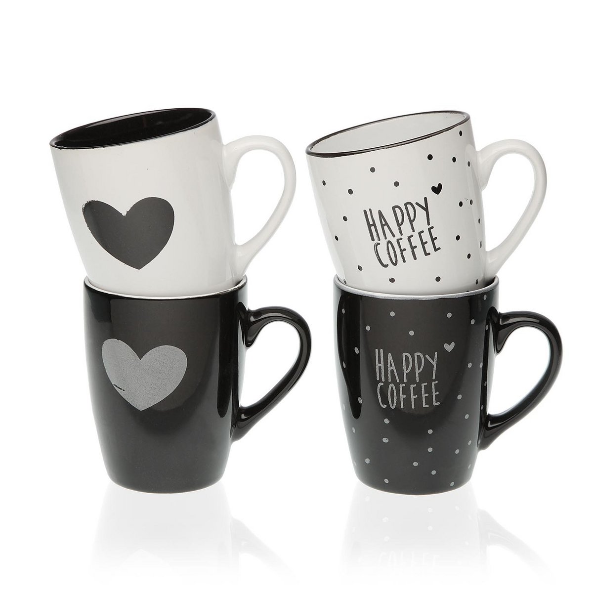 BLACK WHITE HEARTS ASSORT, MUG