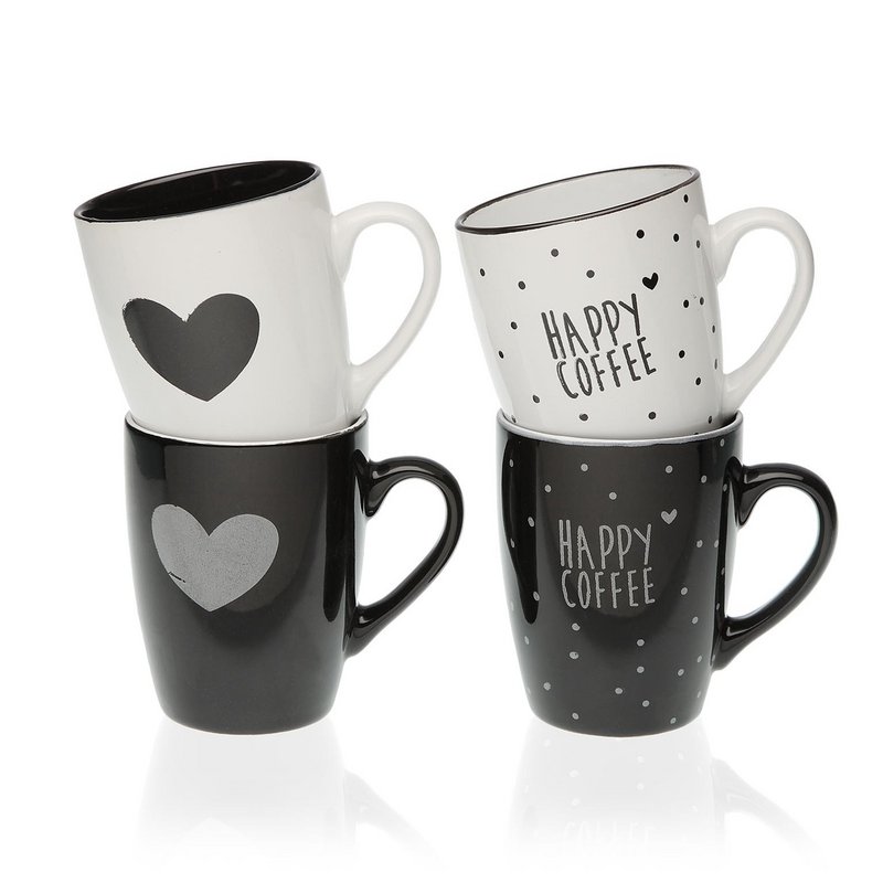 BLACK WHITE HEARTS ASSORT, MUG