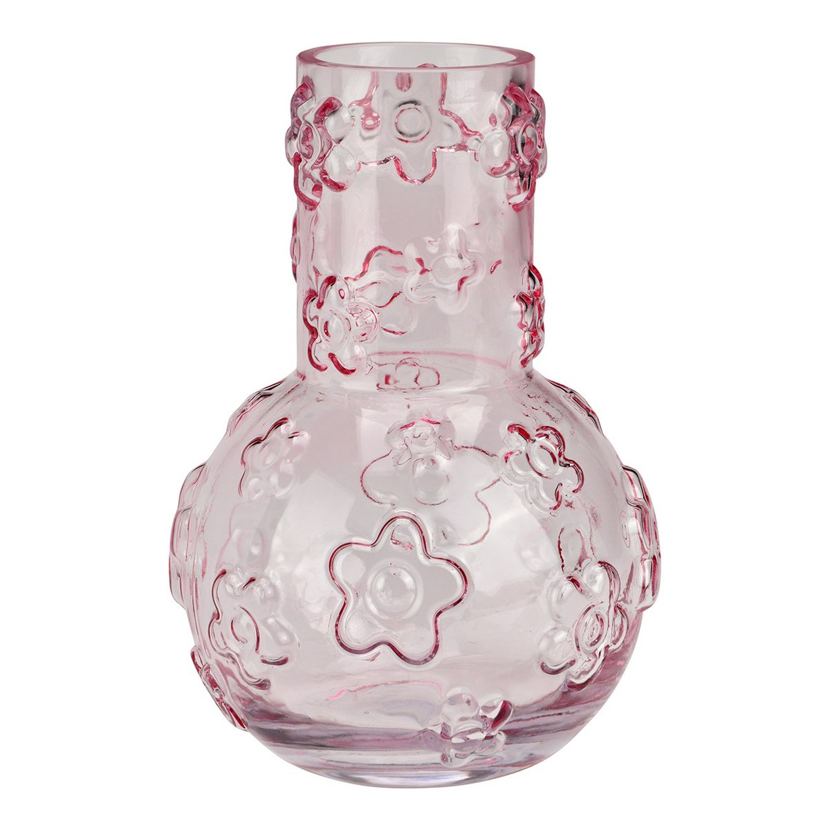 Vase Blumen Dekor aus Glas, Rosa (B/H/T) 13x20x13cm