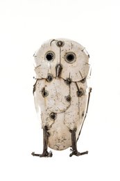 GUFO BIANCO PIUMATO MEDIO IN METALLO ZIMBA-ARTS