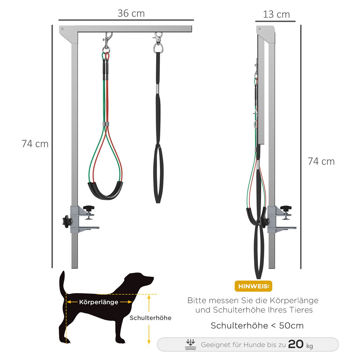 Trimming table for dogs, dog grooming table, foldable, pet grooming table with height-adjustable boom, slings, non-slip surface, shearing table up to 150 kg, 91.5 x 61.5 x 76 cm, black